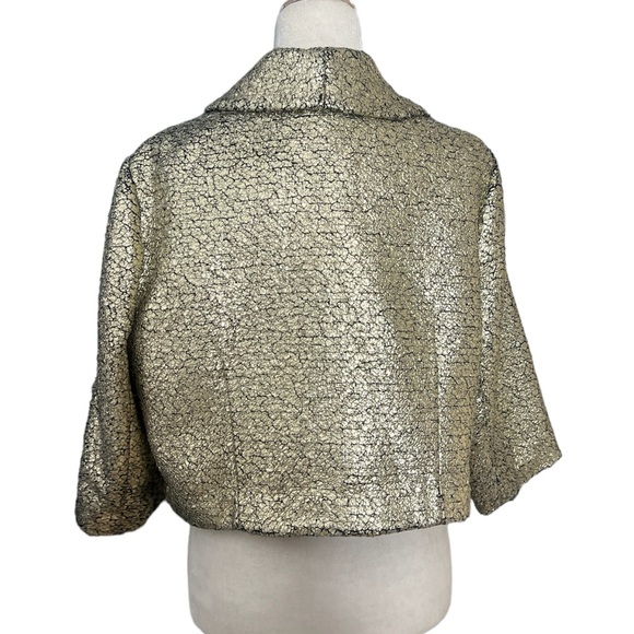 Chico’s Cropped Gold Cocktail Party Metallic Jacket Size 2 US 14 see size chart - Picture 2 of 8